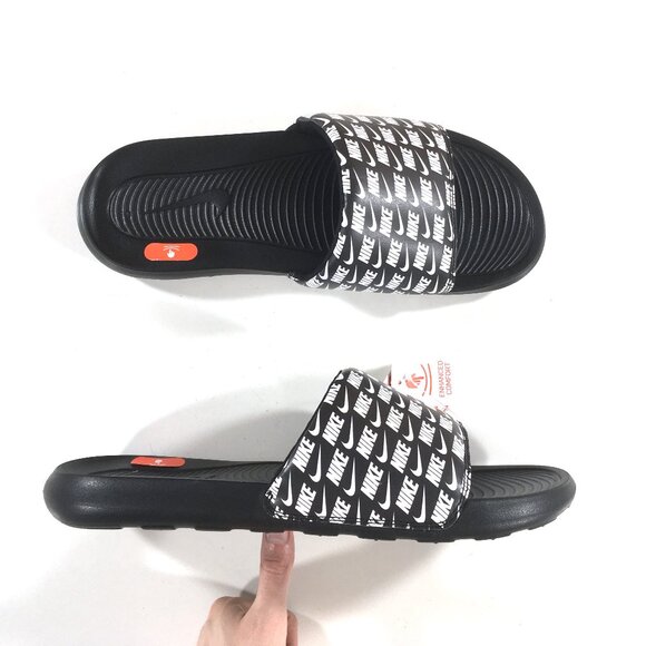 Nike Victori One Slide Sandals Mens Size 15 Black White Printed CN9678-006 - Picture 1 of 8